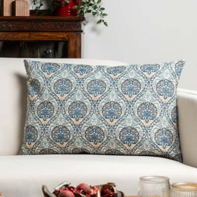 Palace Courtyard Tapestry XL Rectangular Cushion in Blue