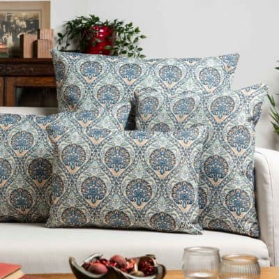Palace Courtyard Tapestry Extra-Large Cushion in Blue