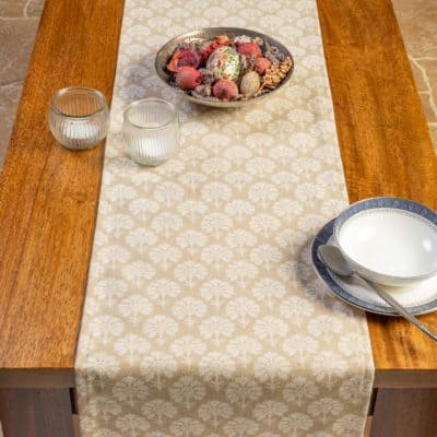 Wildlower Table Runner in Natural Linen