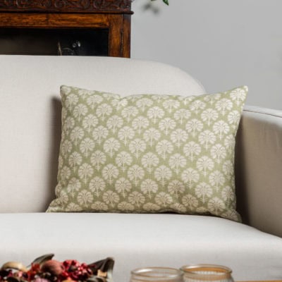 Wildflower Boudoir Cushion in Soft Green