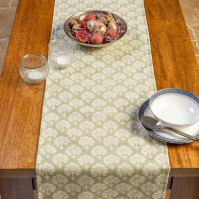 Wildlower Table Runner in Soft Green