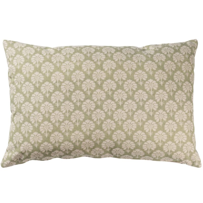 Wildflower XL Rectangular Cushion in Soft Green