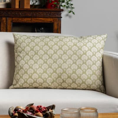 Wildflower XL Rectangular Cushion in Soft Green