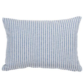 Woven Ticking Stripe Boudoir Cushion in Soft Blue