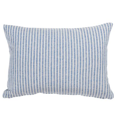 Woven Ticking Stripe Boudoir Cushion in Soft Blue