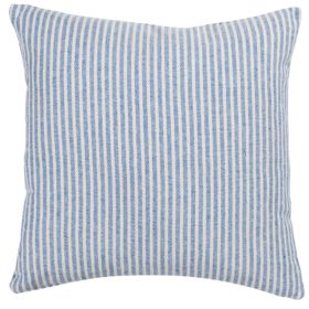 Woven Ticking Stripe Cushion in Soft Blue