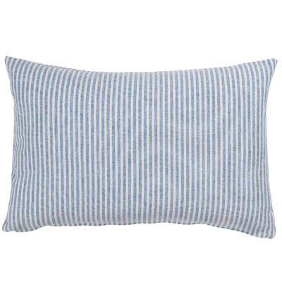 Woven Ticking Stripe XL Rectangular Cushion in Soft Blue