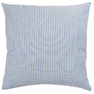 Woven Ticking Stripe Extra-Large Cushion in Soft Blue