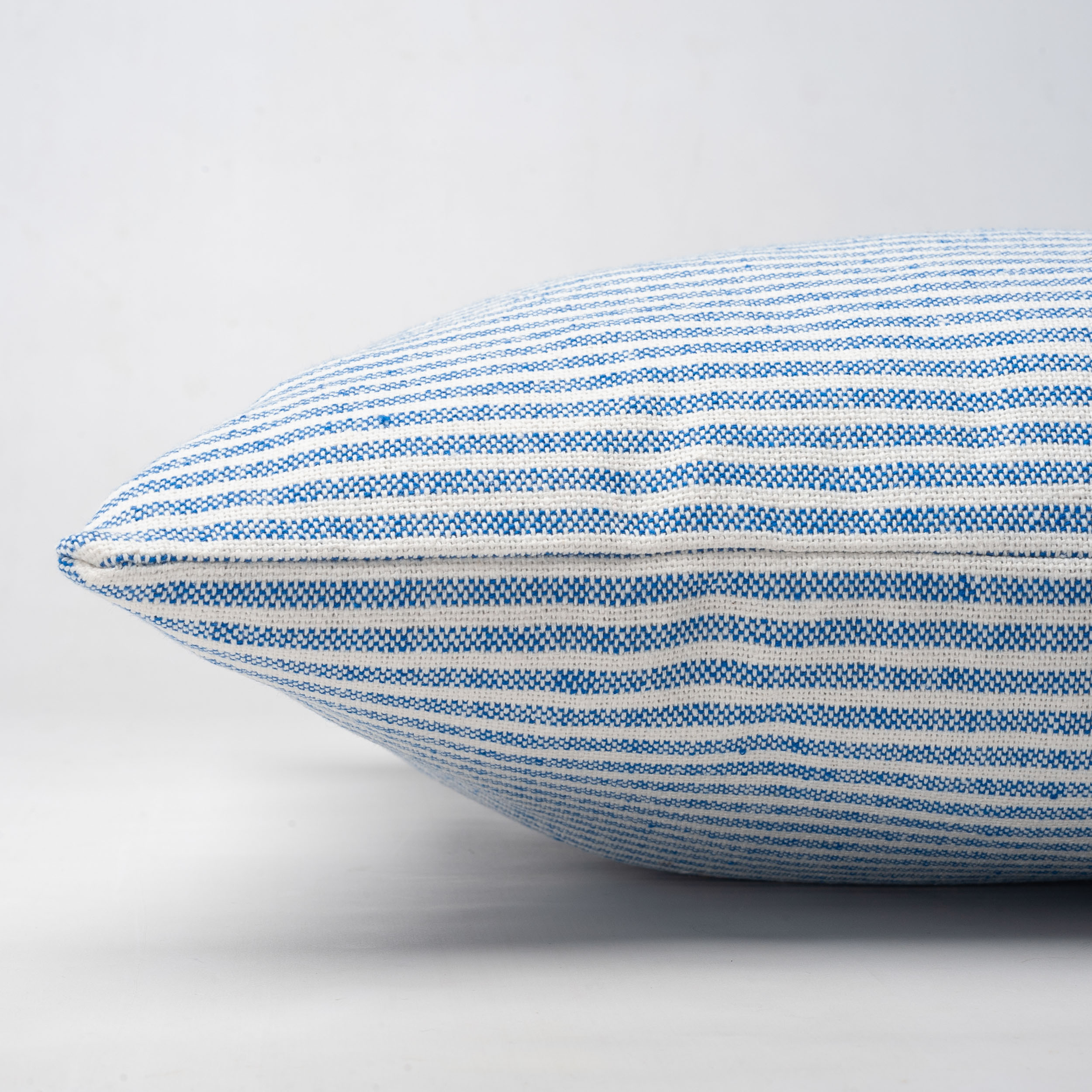 Woven Ticking Stripe Extra-Large Cushion in Soft Blue