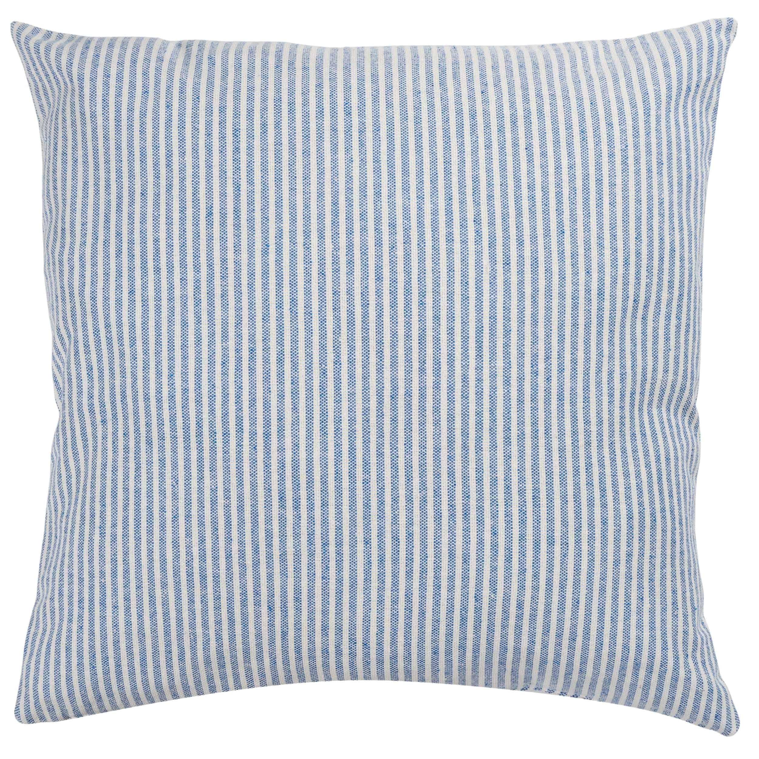 Woven Ticking Stripe Extra-Large Cushion in Soft Blue