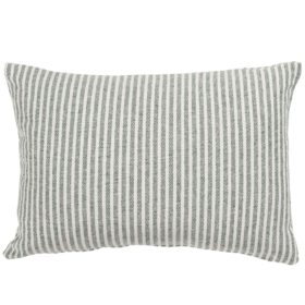 Woven Ticking Stripe Boudoir Cushion in Hunter Green