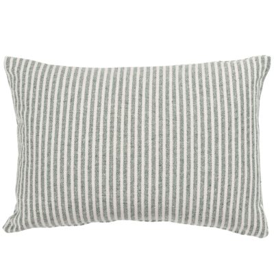 Woven Ticking Stripe Boudoir Cushion in Hunter Green
