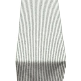 Woven Ticking Stripe Table Runner in Hunter Green