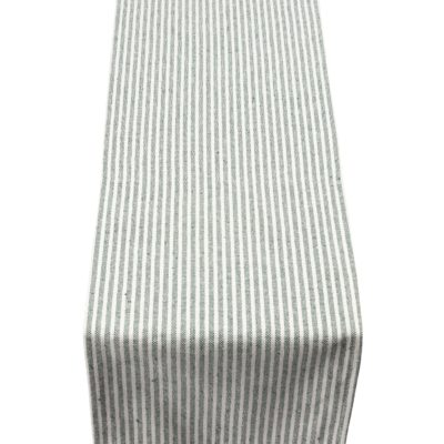 Woven Ticking Stripe Table Runner in Hunter Green