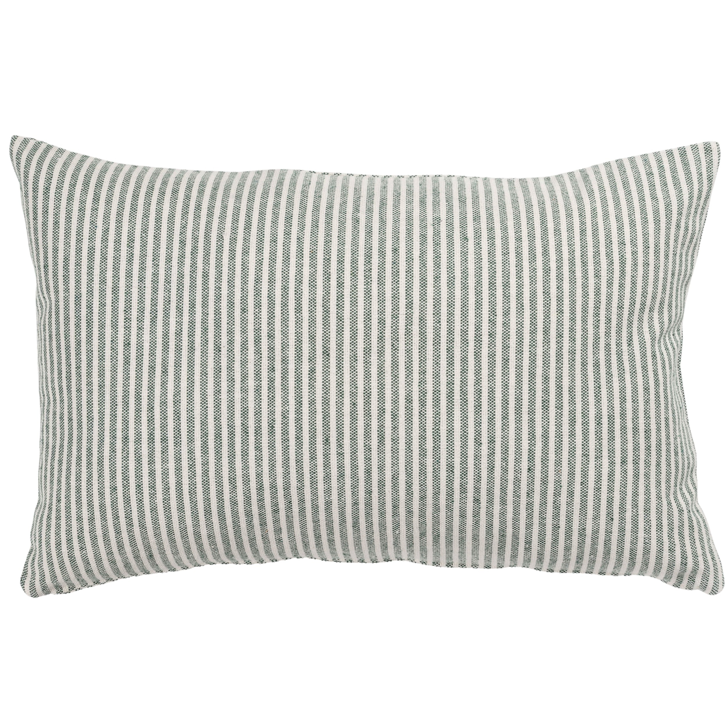 Woven Ticking Stripe XL Rectangular Cushion in Hunter Green