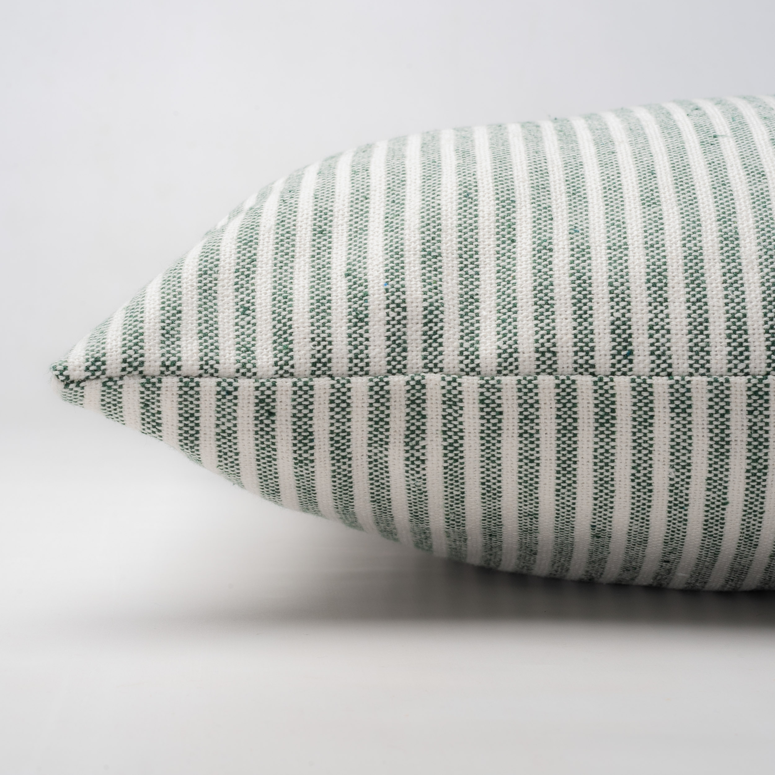Woven Ticking Stripe Extra-Large Cushion in Hunter Green