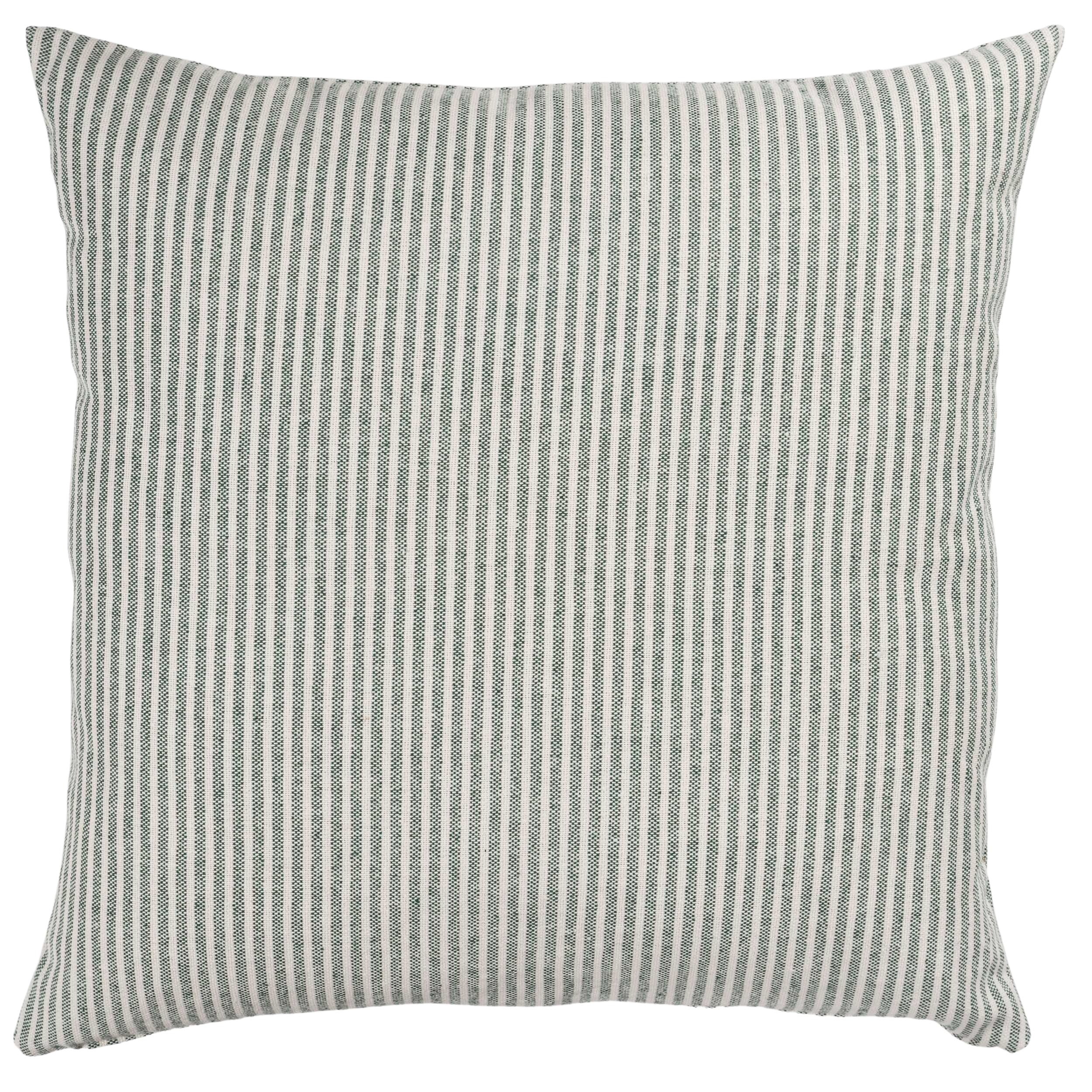 Woven Ticking Stripe Extra-Large Cushion in Hunter Green