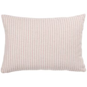 Woven Ticking Stripe Boudoir Cushion in Rose Pink