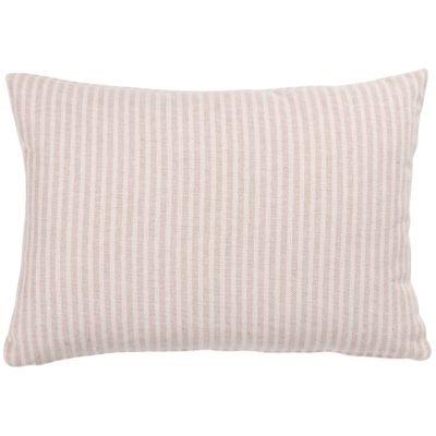 Woven Ticking Stripe Boudoir Cushion in Rose Pink