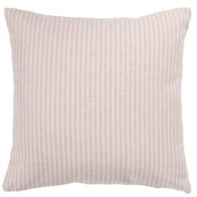 Woven Ticking Stripe Cushion in Rose Pink