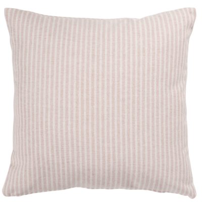 Woven Ticking Stripe Cushion in Rose Pink