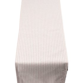 Woven Ticking Stripe Table Runner in Rose Pink