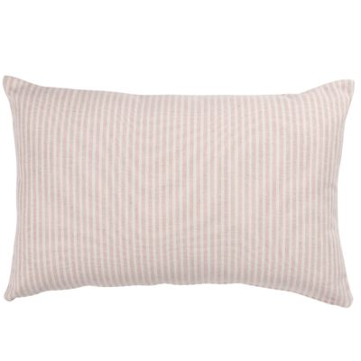 Woven Ticking Stripe XL Rectangular Cushion in Rose Pink