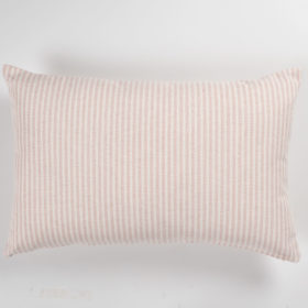 Woven Ticking Stripe XL Rectangular Cushion in Rose Pink