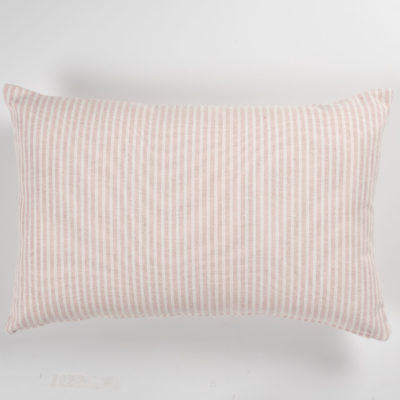 Woven Ticking Stripe XL Rectangular Cushion in Rose Pink