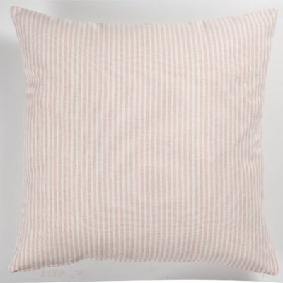 Woven Ticking Stripe Extra-Large Cushion in Rose Pink