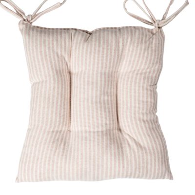 Woven Ticking Stripe Quilted Seat Pad in Rose Pink