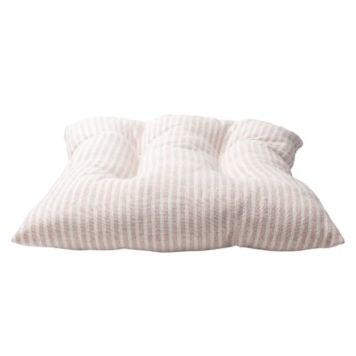 Woven Ticking Stripe Quilted Seat Pad in Rose Pink