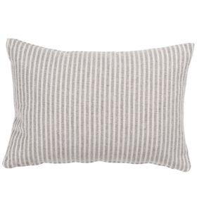 Woven Ticking Stripe Boudoir Cushion in Dove Grey
