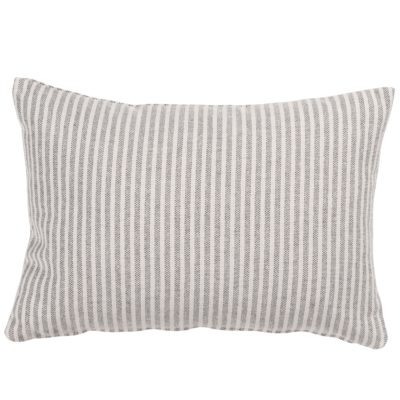 Woven Ticking Stripe Boudoir Cushion in Dove Grey
