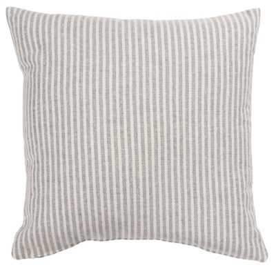 Woven Ticking Stripe Cushion in Dove Grey