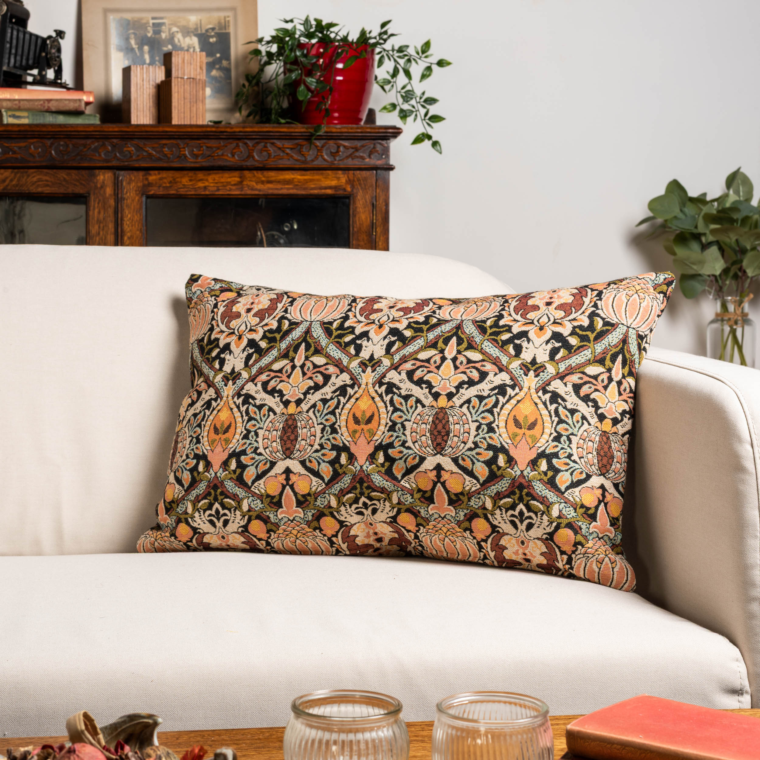 Pomegranate Damask Tapestry XL Rectangular Cushion