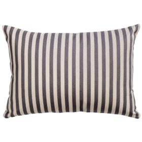 Wide-Width Nautical Ticking Stripe Boudoir Cushion in Grey