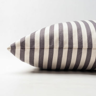 Wide-Width Nautical Ticking Stripe Boudoir Cushion in Grey