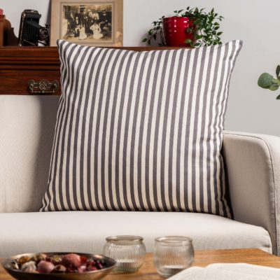 Wide-Width Nautical Ticking Stripe Extra-Large Cushion in Grey