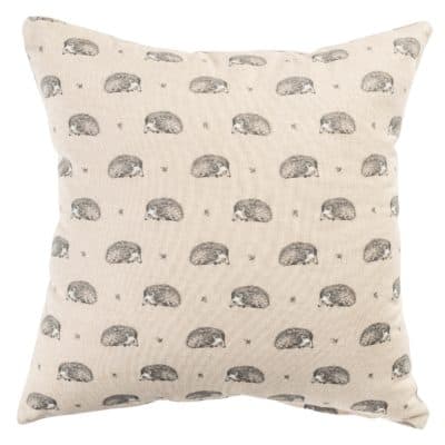Linen-Look Hedgehog Print Cushion
