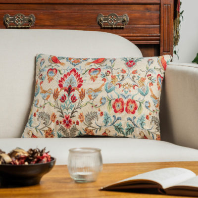 Morris Style Bird Garden Tapestry Boudoir Cushion