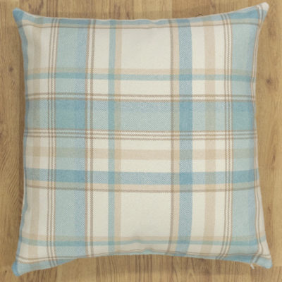 Tartan Check XL Cushion in Duck Egg Blue