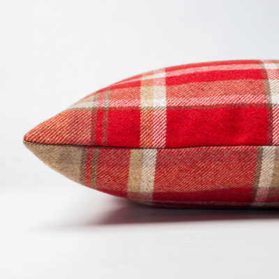 Tartan Check Extra-Large Cushion in Red
