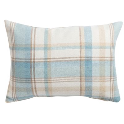 Tartan Check Boudoir Cushion in Duck Egg Blue