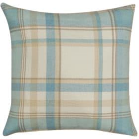 Tartan Check Cushion in Duck Egg Blue