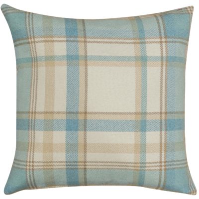 Tartan Check Cushion in Duck Egg Blue