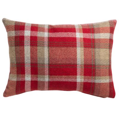 Tartan Check Boudoir Cushion in Red