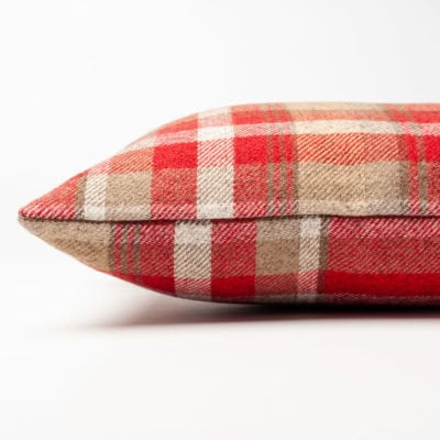 Tartan Check Boudoir Cushion in Red