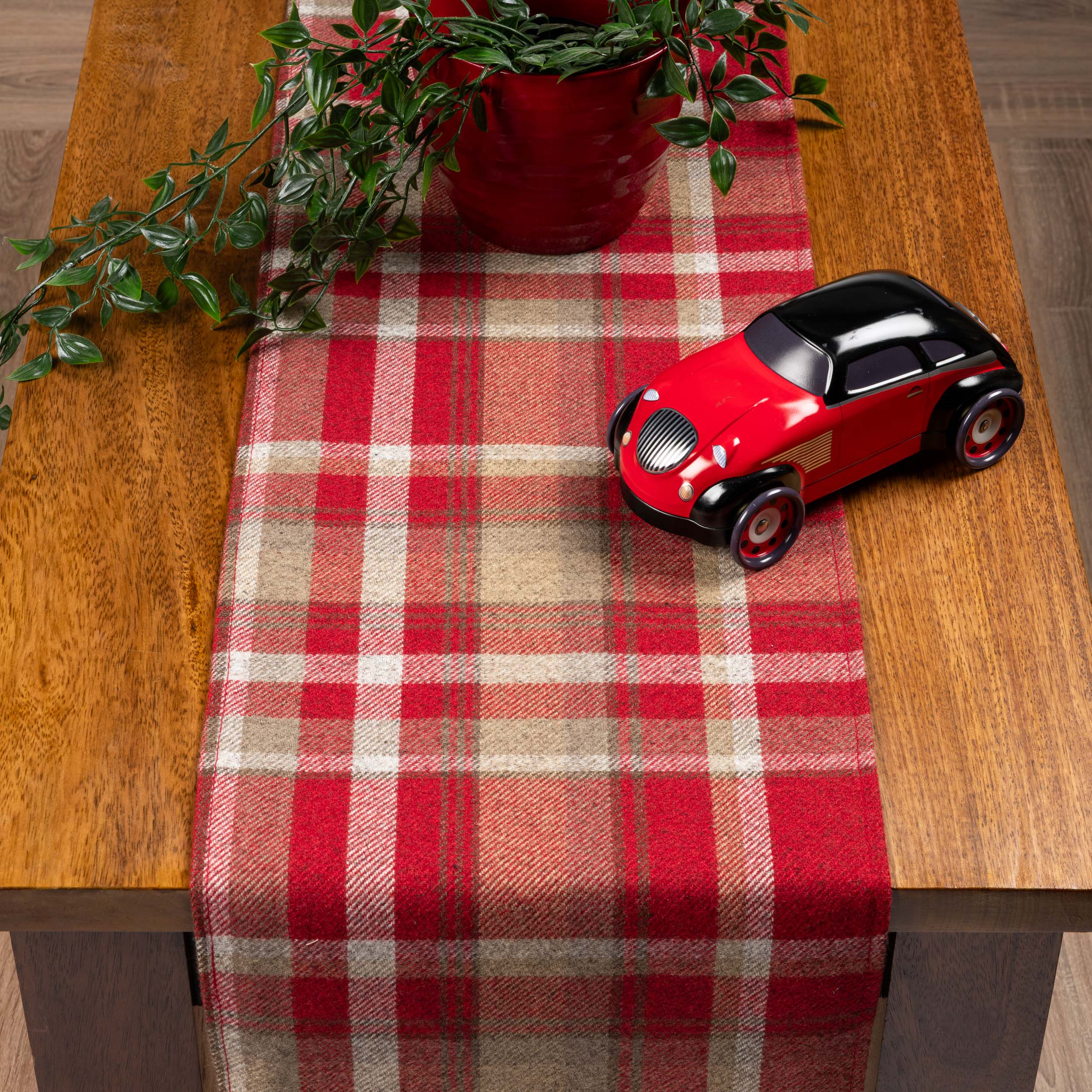 Tartan Check Table Runner in Red