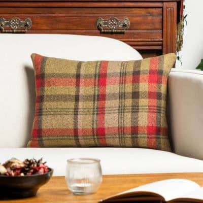 Tartan Check Boudoir Cushion in Red and Green